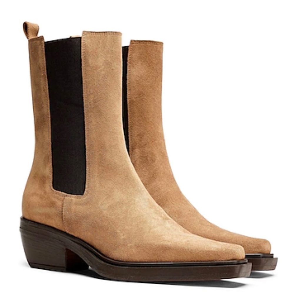 Taupe Suede IT37 Western Chelsea Boot